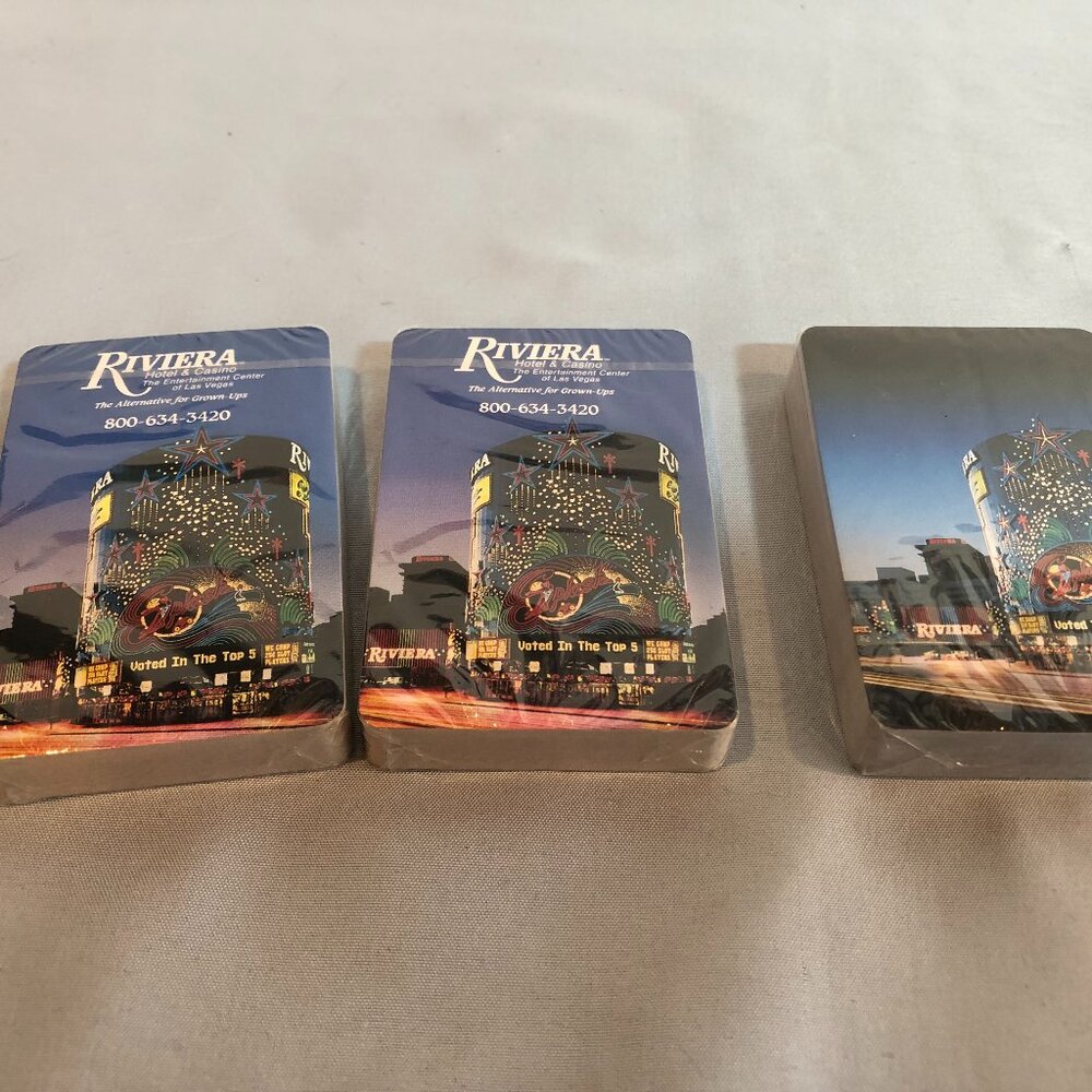NEW SEALED LOT of 3 Riviera Hotel & Casino Deck Playing Cards #F38